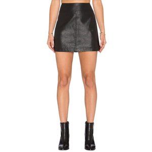 Free People Vegan Leather Mini Skirt Women's Size 2 US Black Zipper Faux Leather